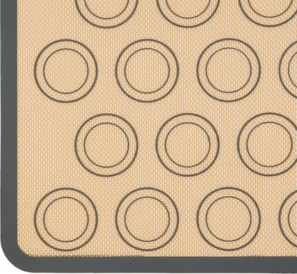 Amazon Basics Silicone Baking Mat for Macarons, Non-Stick, Food Safe, 16.5" x 11.6", Beige/Gray, Pack of 2