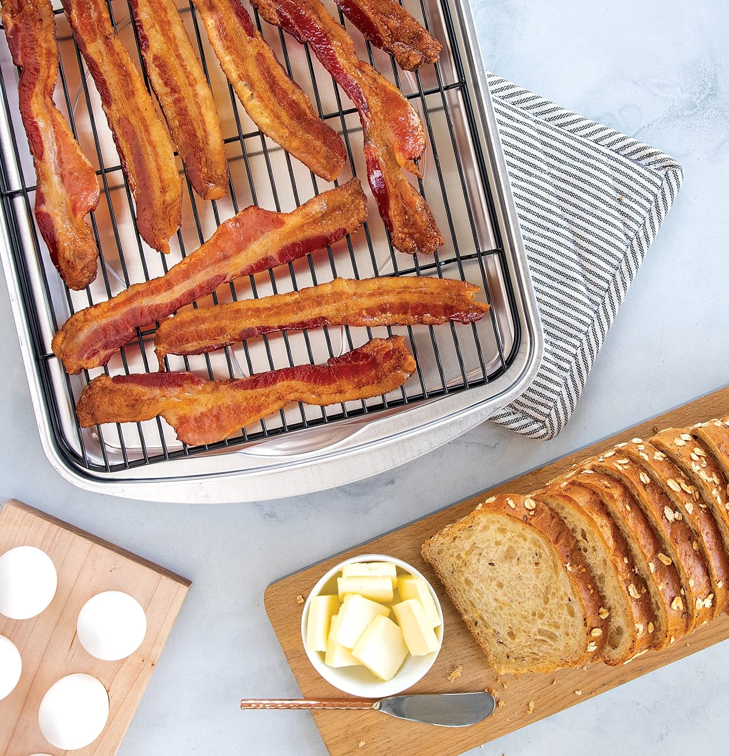 Nordic Ware Oven Crisp Baking Tray 2pc Set Includes Pan and Rack; Natural Aluminum For Air Frying, Crisping, Broiling, Baking