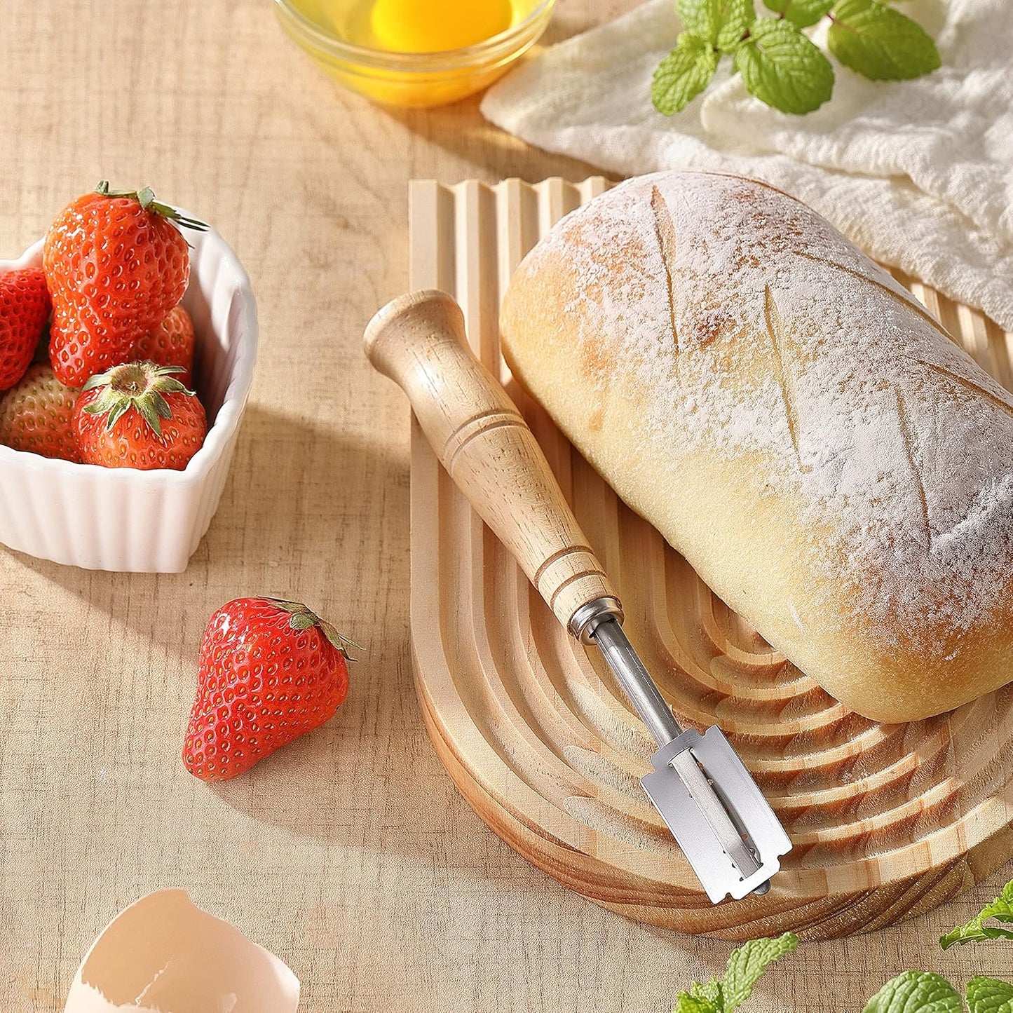 Lccowot Bread Lame, Stainless Steel Bread Lame Dough Scoring Tool, Premium Sourdough Scoring Tool, Bread Scorer with 10 Razor Blades