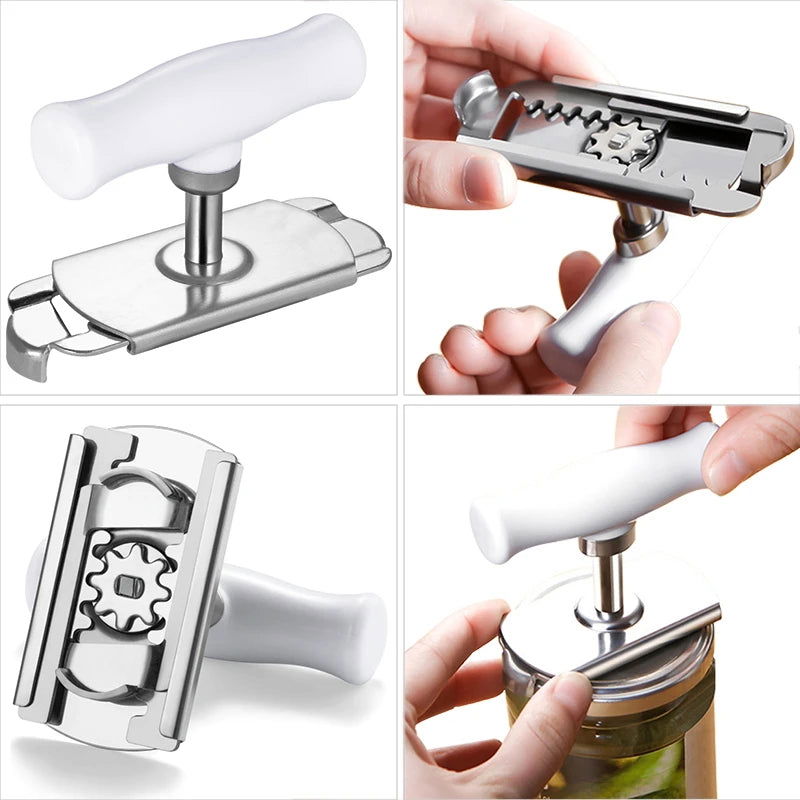Adjustable Multi-Function Bottle Cap Opener Stainless Steel Lids Off Jar Opener Labor-Saving Screw Can Opener For Kitchen Gadget - Walfos® Kitchenware