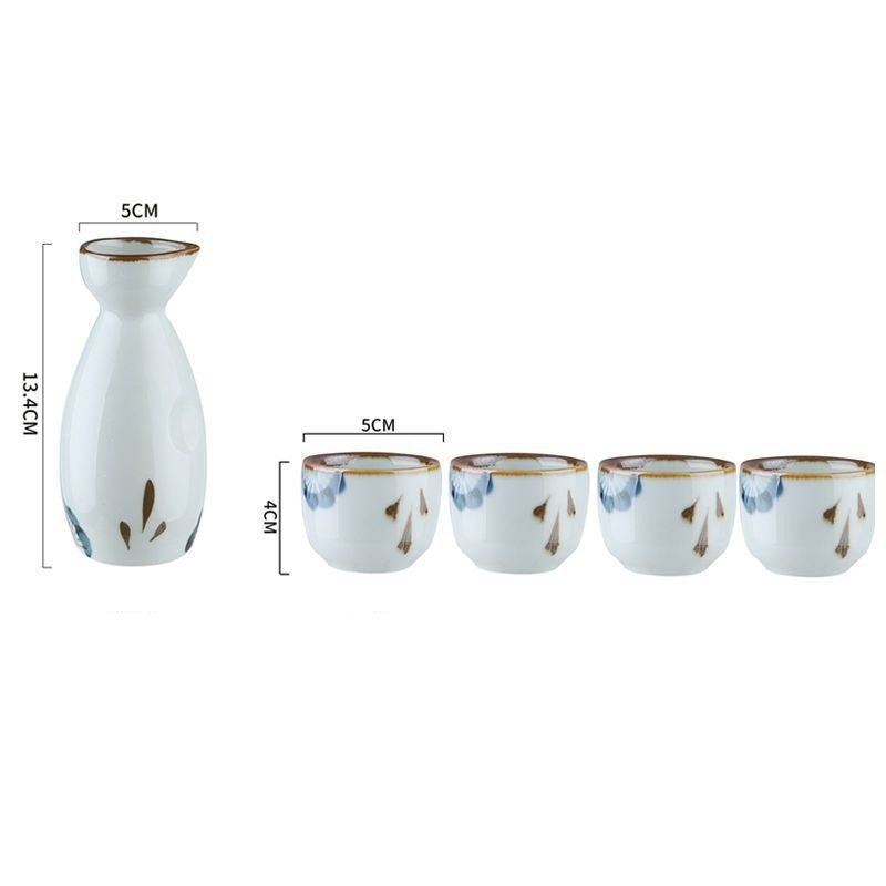 Antique Ceramic Wine Dispenser Cup Sake Kettle Set - Walfos® Kitchenware