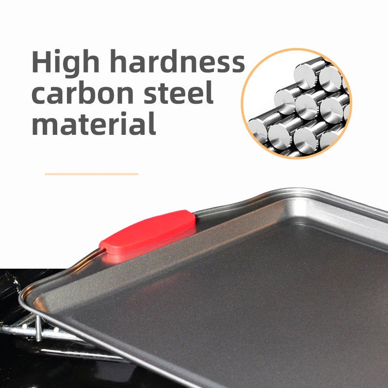 Baking Bread Cake Baking Tray Household Steak Double-sided Kitchen Non Stick Barbecue Oven Square Carbon Steel Mold Baking Tool - Walfos® Kitchenware