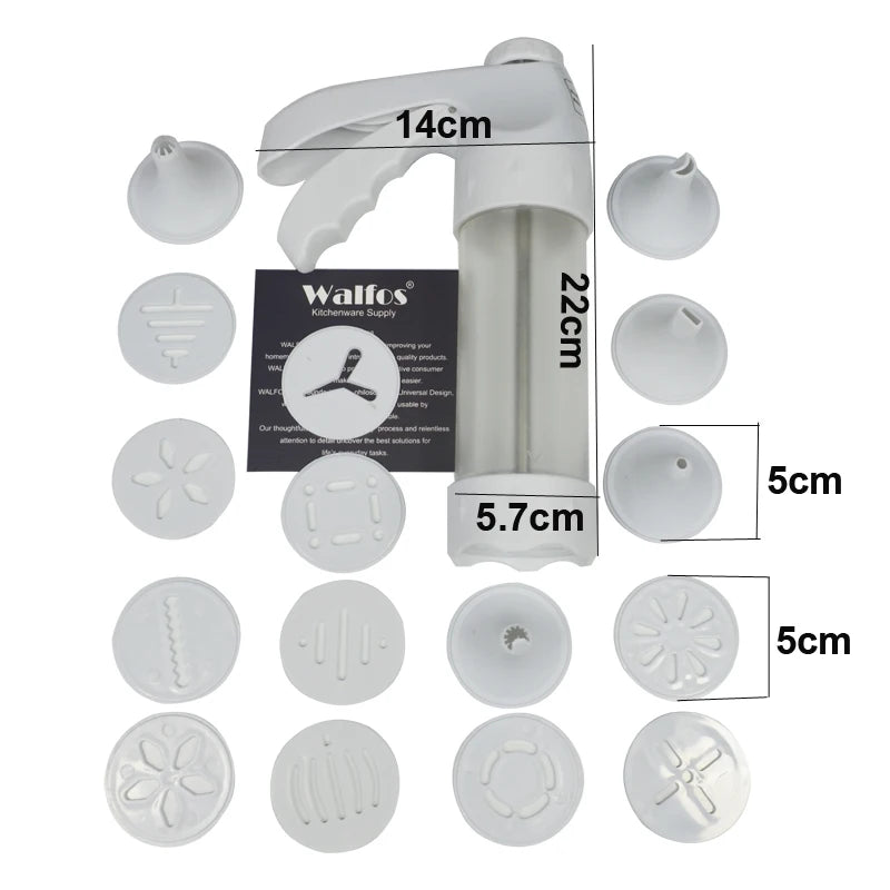 Baking Pastry Tools Cookie Mold Press Gun 12 Flower Shape + 6 Pastry Tips Biscuit Cookie Cutter DIY Cake Cookie Making Machine - Walfos® Kitchenware