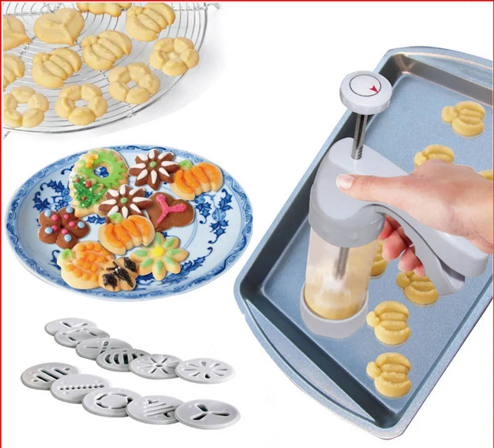 Baking Pastry Tools Cookie Mold Press Gun 12 Flower Shape + 6 Pastry Tips Biscuit Cookie Cutter DIY Cake Cookie Making Machine - Walfos® Kitchenware