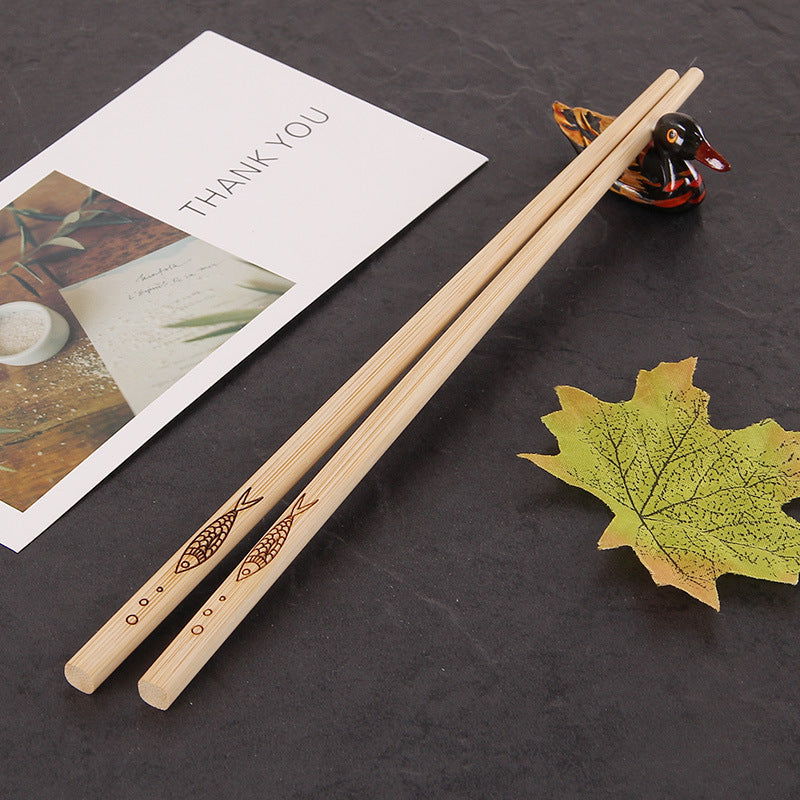 Bamboo Chopsticks Carved Carbonized Chopsticks Set Hotel Household Unpainted Bamboo Chopsticks - Walfos® Kitchenware