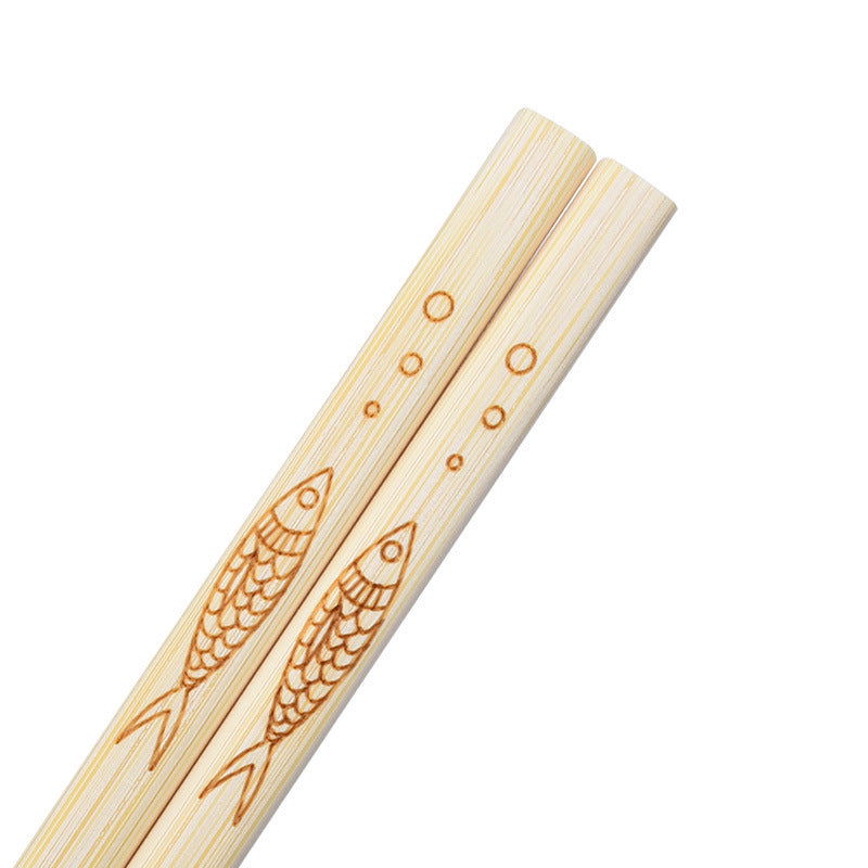 Bamboo Chopsticks Carved Carbonized Chopsticks Set Hotel Household Unpainted Bamboo Chopsticks - Walfos® Kitchenware