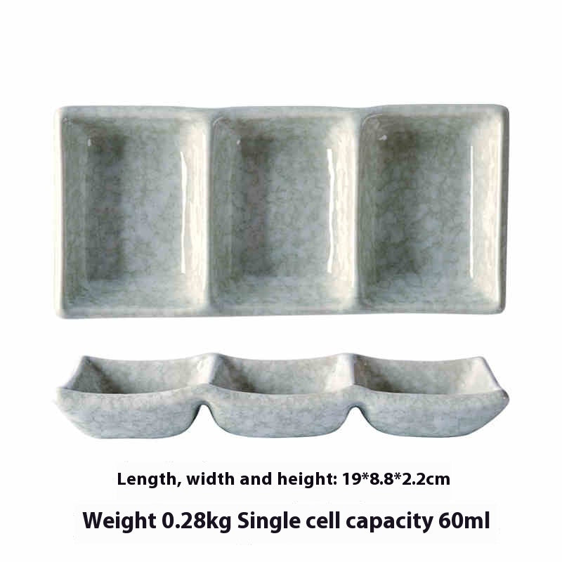 Barbecue Three-grid Sauce Dish Japanese Seasoning Dish - Walfos® Kitchenware