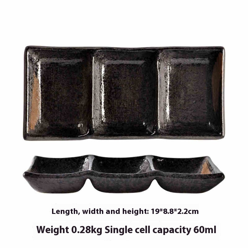 Barbecue Three-grid Sauce Dish Japanese Seasoning Dish - Walfos® Kitchenware