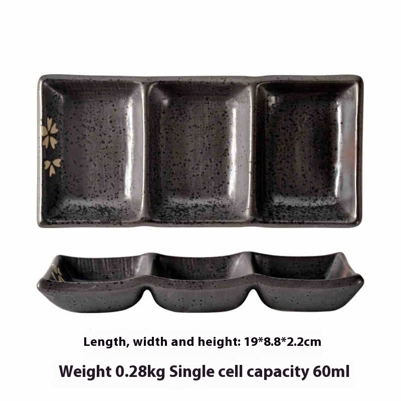 Barbecue Three-grid Sauce Dish Japanese Seasoning Dish - Walfos® Kitchenware
