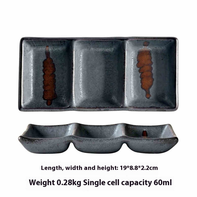 Barbecue Three-grid Sauce Dish Japanese Seasoning Dish - Walfos® Kitchenware
