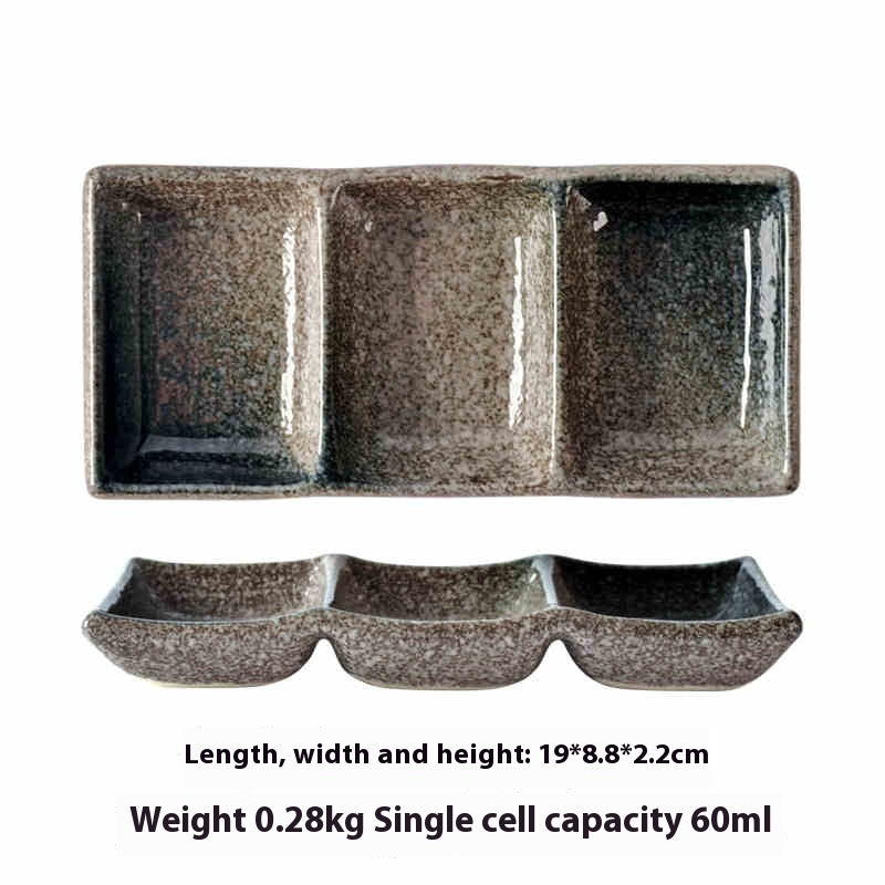 Barbecue Three-grid Sauce Dish Japanese Seasoning Dish - Walfos® Kitchenware
