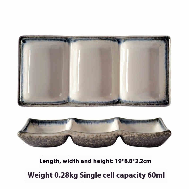 Barbecue Three-grid Sauce Dish Japanese Seasoning Dish - Walfos® Kitchenware