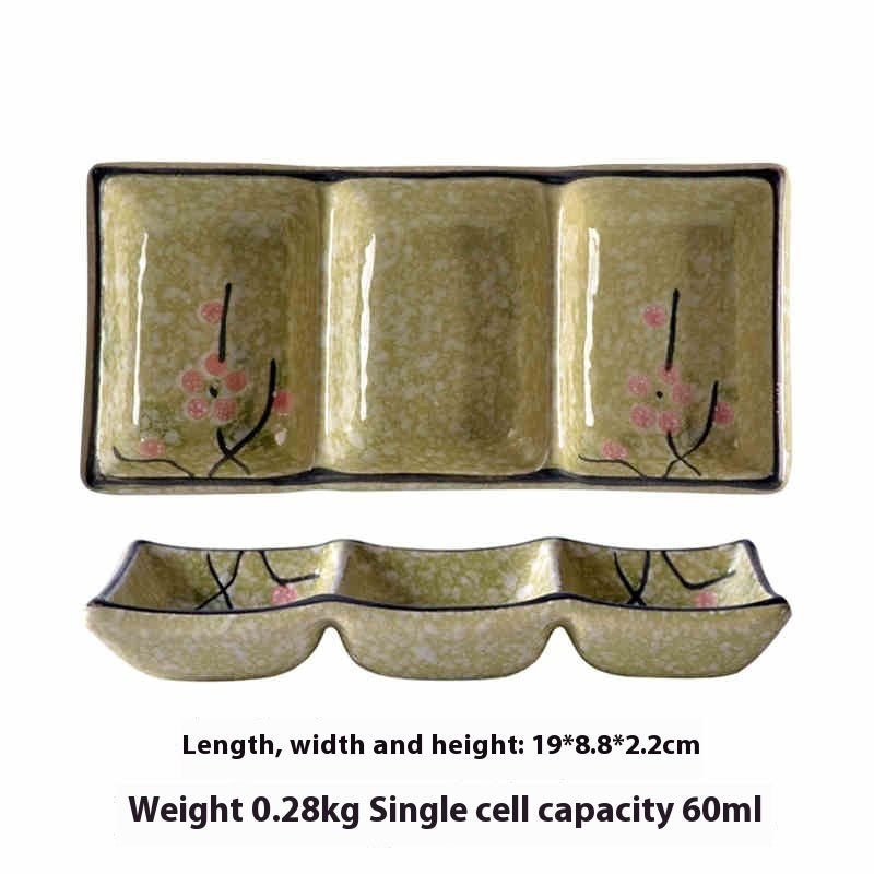Barbecue Three-grid Sauce Dish Japanese Seasoning Dish - Walfos® Kitchenware