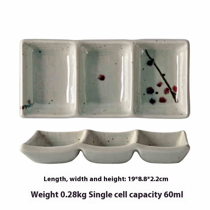 Barbecue Three-grid Sauce Dish Japanese Seasoning Dish - Walfos® Kitchenware
