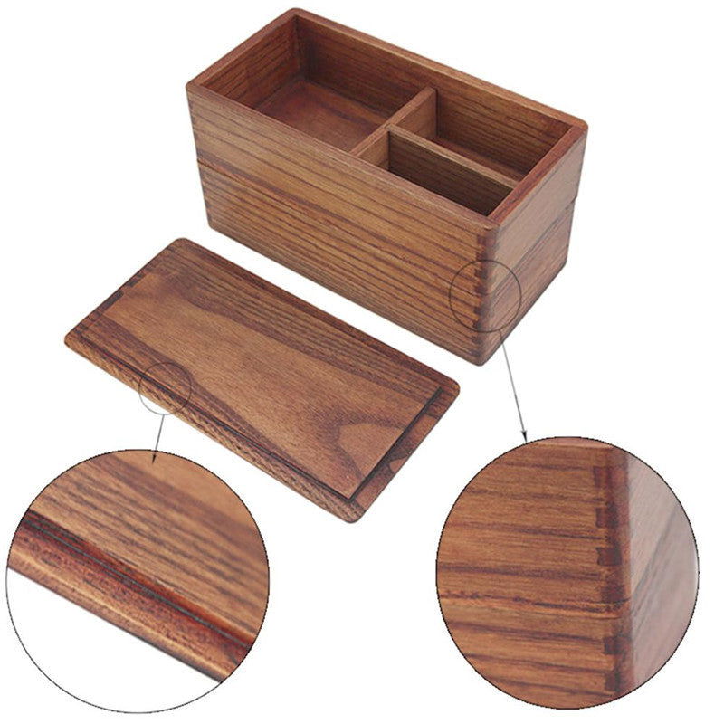 Bento Box Solid Wood Sushi Box Rectangular Double Layer Tableware - Walfos® Kitchenware
