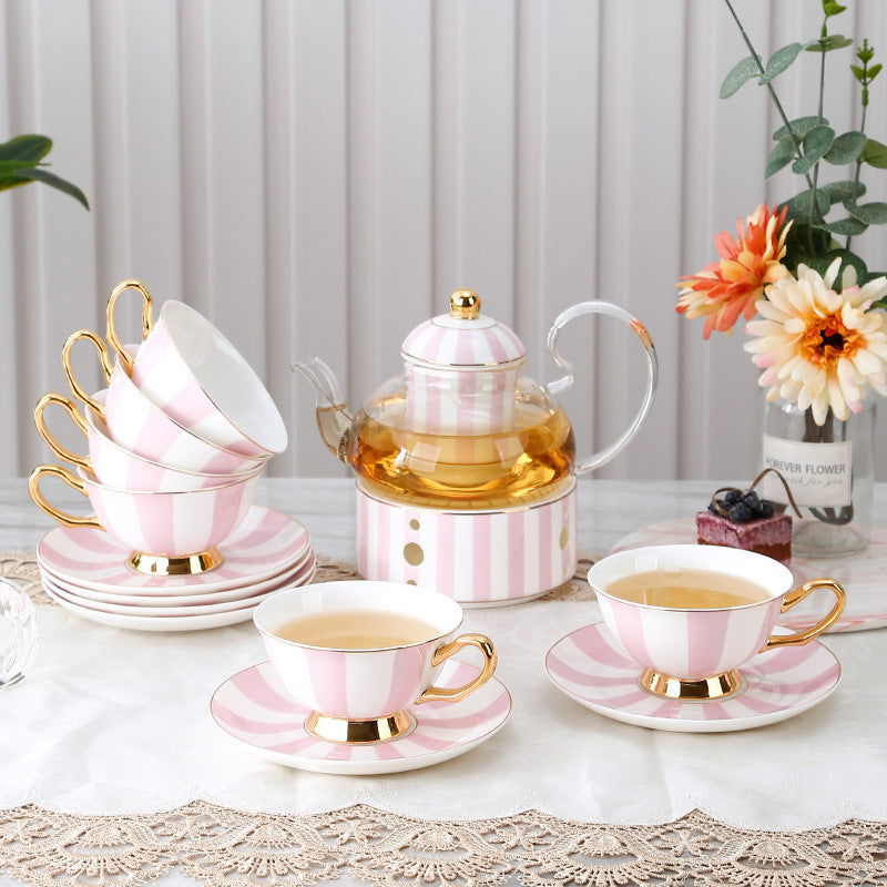 Bone China Coffee Cup Afternoon Tea Red Tea Cup Saucer Glass Water Stove Base - Walfos® Kitchenware
