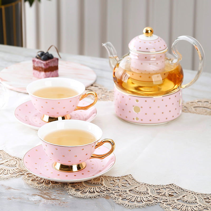Bone China Coffee Cup Afternoon Tea Red Tea Cup Saucer Glass Water Stove Base - Walfos® Kitchenware