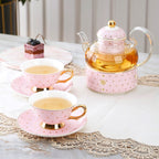 Bone China Coffee Cup Afternoon Tea Red Tea Cup Saucer Glass Water Stove Base - Walfos® Kitchenware