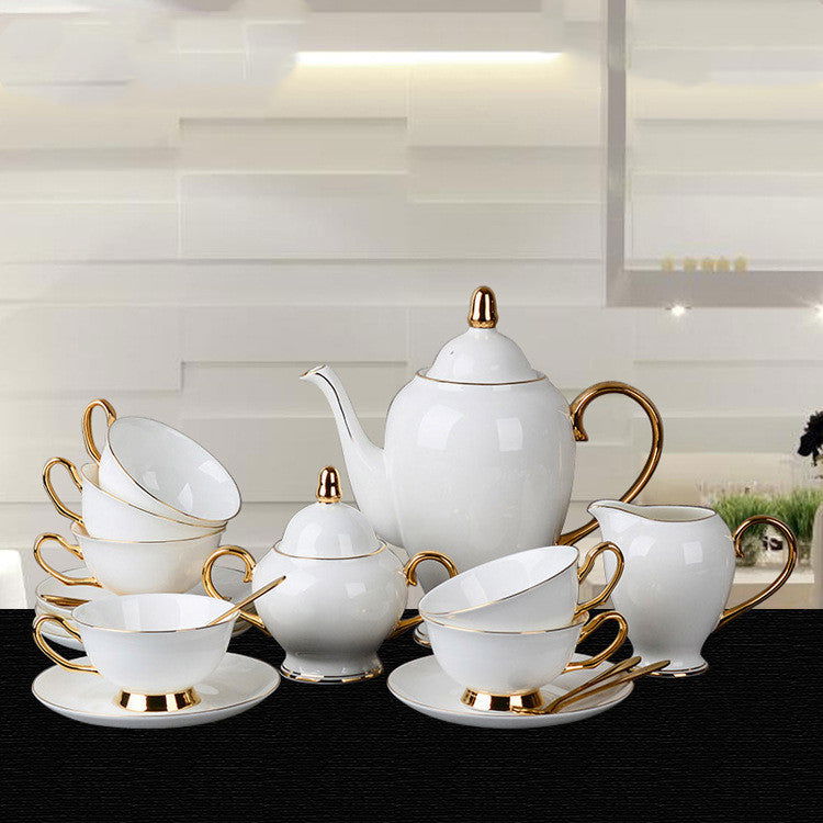 Bone China Gold-painted Coffee Cup And Saucer Afternoon Tea Tea Set - Walfos® Kitchenware