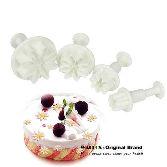 Cake Baking Cookie Mold Fondant Cake Tools 4Pcs Daisy Cake Biscuit Sugarcraft Cookies Plungers Paste Cutter Tools 01062 - Walfos® Kitchenware