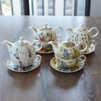 Cartoon Coffee Cup Saucer Teapot Bone China - Walfos® Kitchenware
