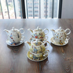 Cartoon Coffee Cup Saucer Teapot Bone China - Walfos® Kitchenware