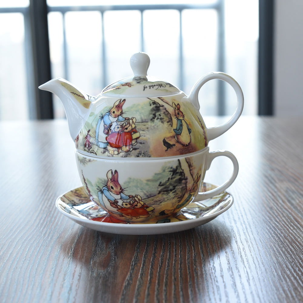 Cartoon Coffee Cup Saucer Teapot Bone China - Walfos® Kitchenware