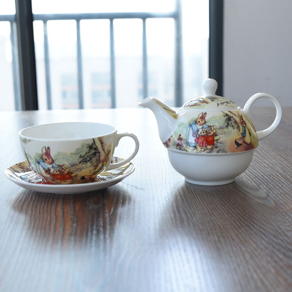 Cartoon Coffee Cup Saucer Teapot Bone China - Walfos® Kitchenware