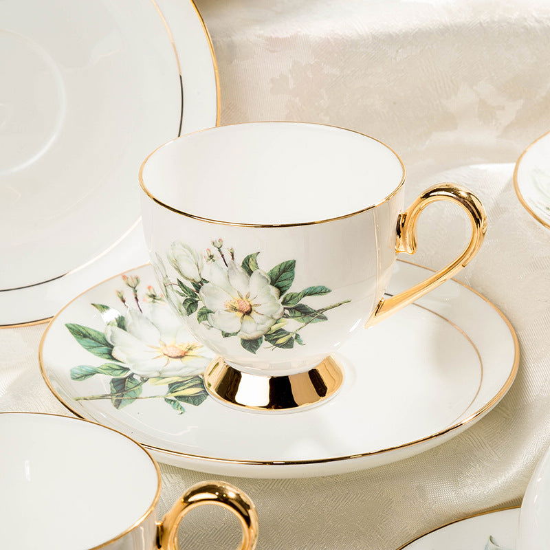 Ceramic Bone China Tea Cup Plate Phnom Penh Gold Coffee Cup - Walfos® Kitchenware
