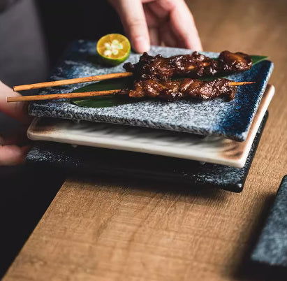 Ceramic Flat Plate Rectangular Sushi Plate Japanese Style - Walfos® Kitchenware