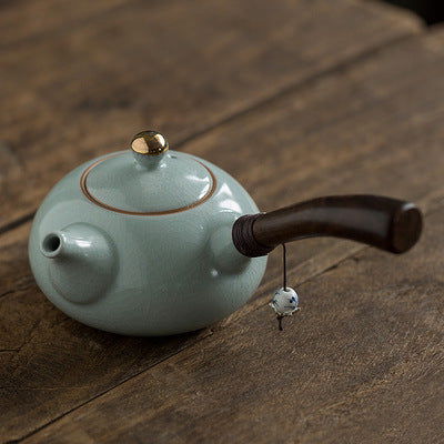 Ceramic Kungfu Tea Set Zen Wind Ru Kiln Japanese Side Handle Pot - Walfos® Kitchenware
