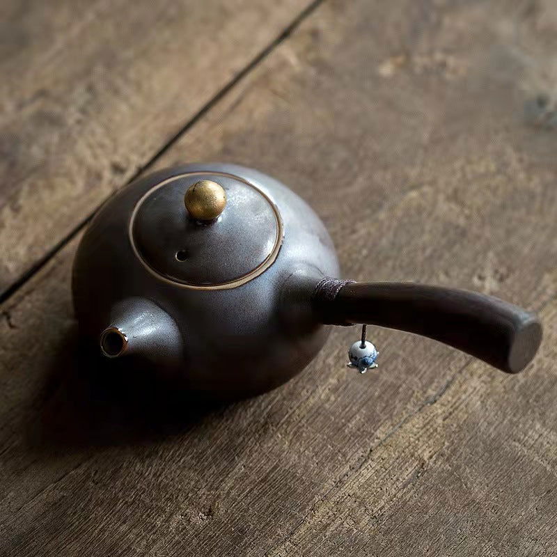 Ceramic Kungfu Tea Set Zen Wind Ru Kiln Japanese Side Handle Pot - Walfos® Kitchenware