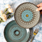 Ceramic Plate Flat Plate Creative Dish Plate Japanese Vintage Tableware - Walfos® Kitchenware