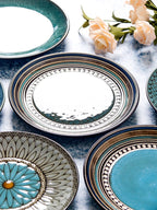 Ceramic Plate Flat Plate Creative Dish Plate Japanese Vintage Tableware - Walfos® Kitchenware