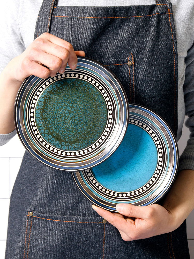 Ceramic Plate Flat Plate Creative Dish Plate Japanese Vintage Tableware - Walfos® Kitchenware