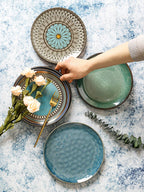 Ceramic Plate Flat Plate Creative Dish Plate Japanese Vintage Tableware - Walfos® Kitchenware