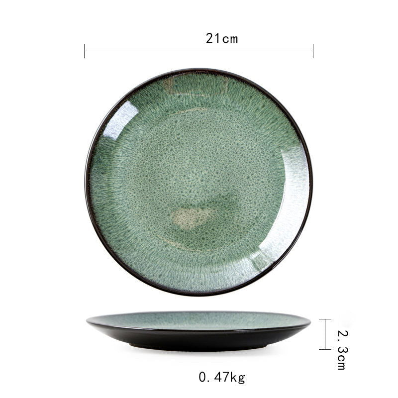 Ceramic Plate Flat Plate Creative Dish Plate Japanese Vintage Tableware - Walfos® Kitchenware