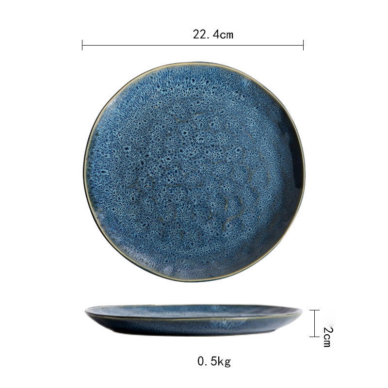 Ceramic Plate Flat Plate Creative Dish Plate Japanese Vintage Tableware - Walfos® Kitchenware