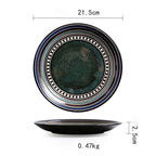 Ceramic Plate Flat Plate Creative Dish Plate Japanese Vintage Tableware - Walfos® Kitchenware
