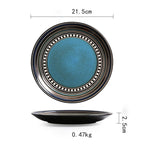 Ceramic Plate Flat Plate Creative Dish Plate Japanese Vintage Tableware - Walfos® Kitchenware