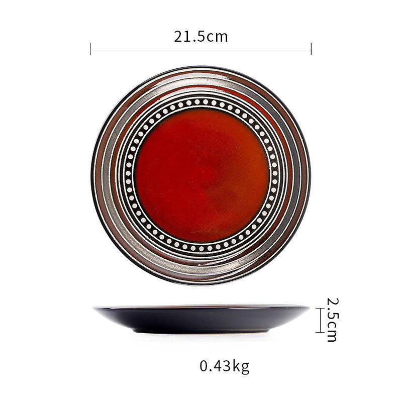 Ceramic Plate Flat Plate Creative Dish Plate Japanese Vintage Tableware - Walfos® Kitchenware