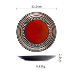 Ceramic Plate Flat Plate Creative Dish Plate Japanese Vintage Tableware - Walfos® Kitchenware