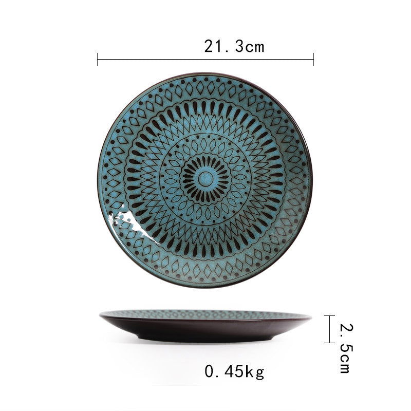 Ceramic Plate Flat Plate Creative Dish Plate Japanese Vintage Tableware - Walfos® Kitchenware