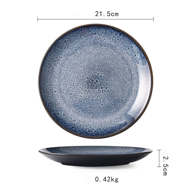Ceramic Plate Flat Plate Creative Dish Plate Japanese Vintage Tableware - Walfos® Kitchenware