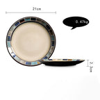 Ceramic Plate Flat Plate Creative Dish Plate Japanese Vintage Tableware - Walfos® Kitchenware