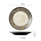 Ceramic Plate Flat Plate Creative Dish Plate Japanese Vintage Tableware - Walfos® Kitchenware