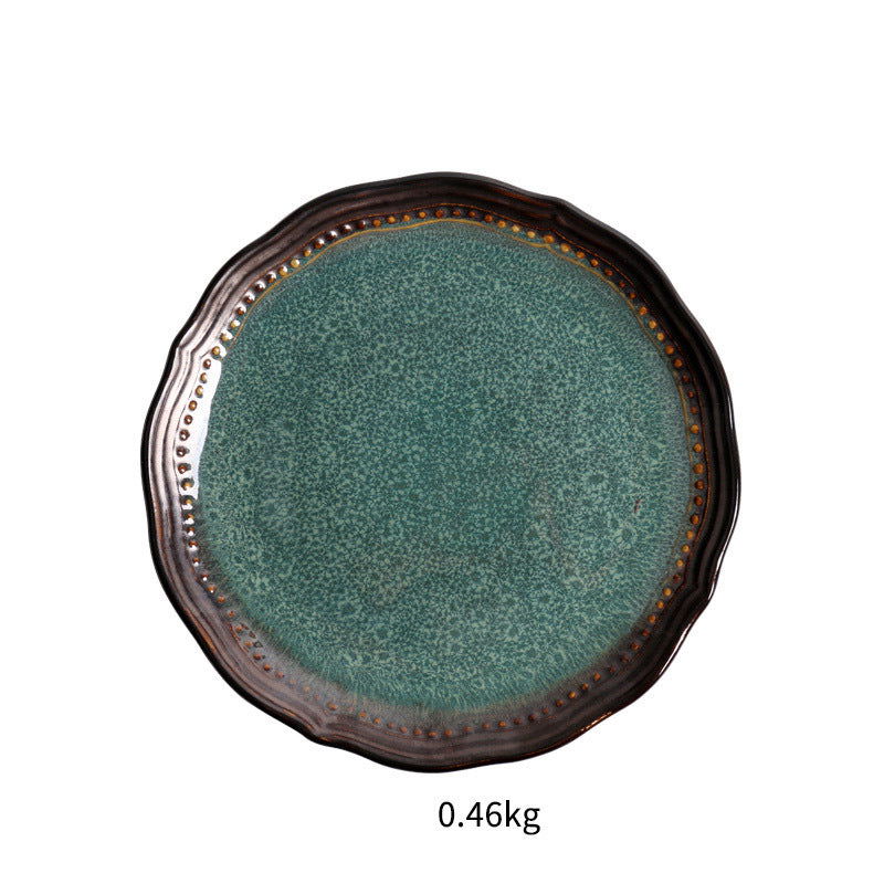 Ceramic Plate Flat Plate Creative Dish Plate Japanese Vintage Tableware - Walfos® Kitchenware