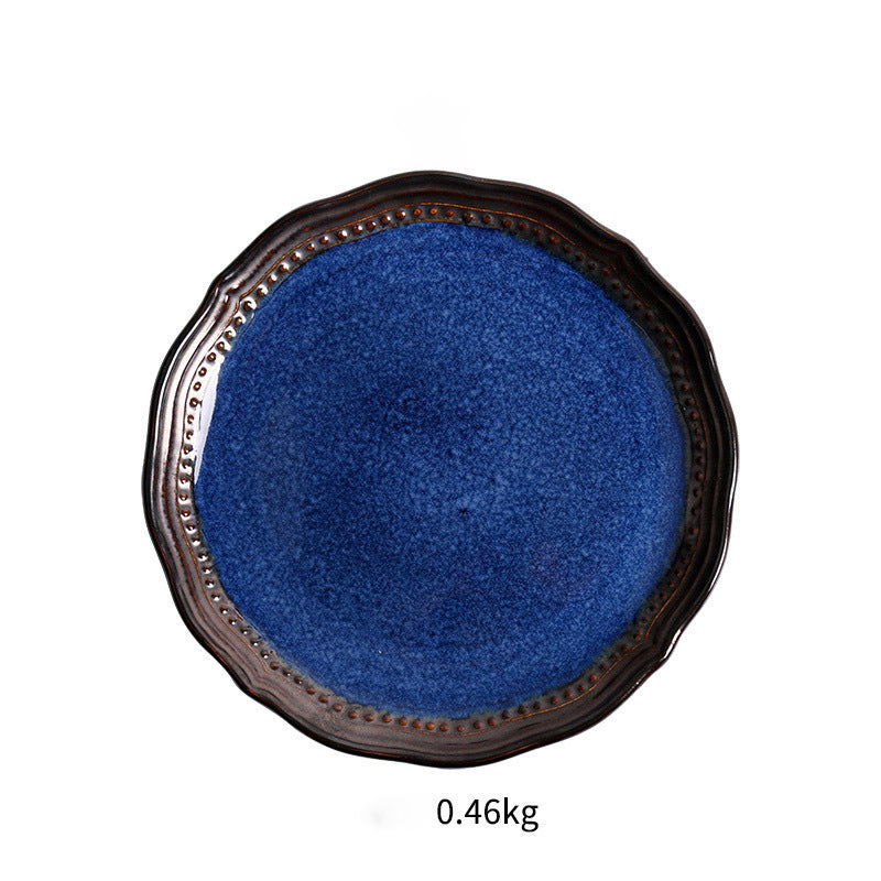 Ceramic Plate Flat Plate Creative Dish Plate Japanese Vintage Tableware - Walfos® Kitchenware