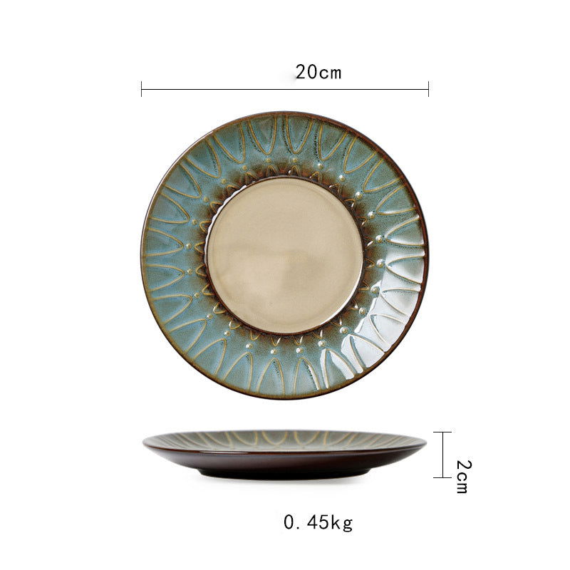 Ceramic Plate Flat Plate Creative Dish Plate Japanese Vintage Tableware - Walfos® Kitchenware