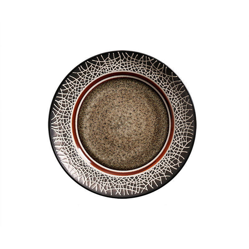 Ceramic Plate Flat Plate Creative Dish Plate Japanese Vintage Tableware - Walfos® Kitchenware